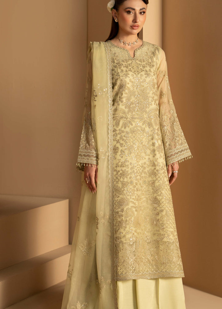 Purkashish by Lavish Premium Unstitched Embroidered Chiffon 3 Piece Suit LVP26UCP Pistachio Glow D-10 - Wedding Collection