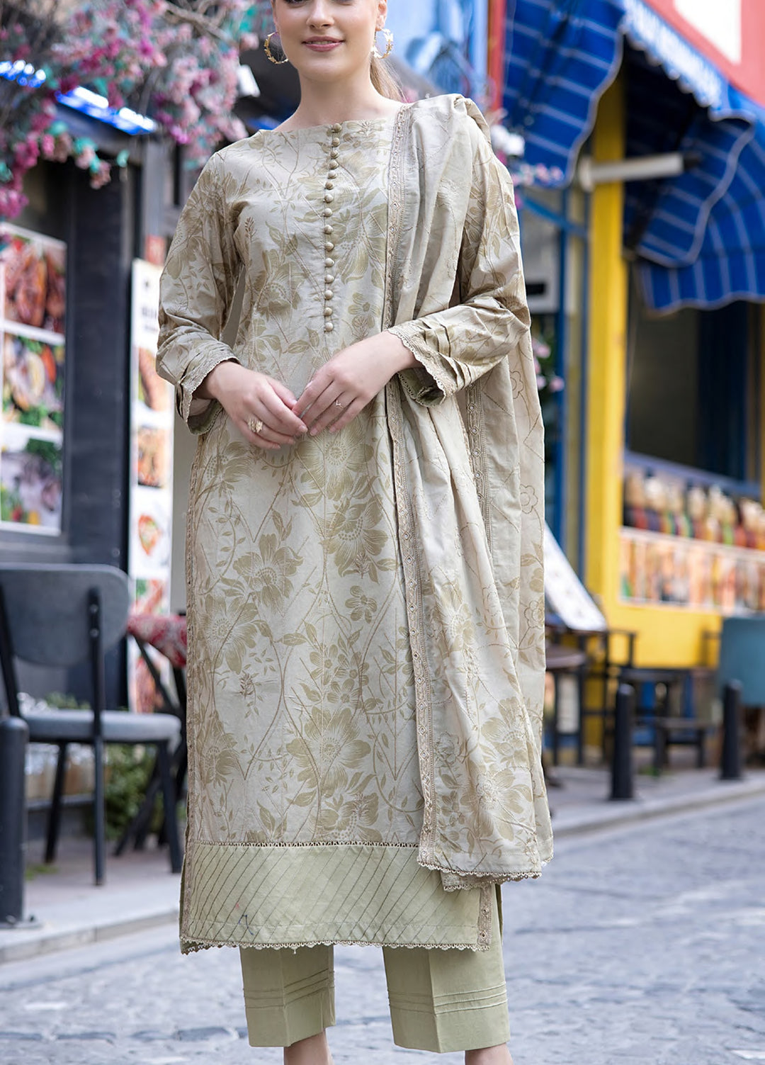 Al Zohaib Dhagakari Unstitched Embroidered Lawn 3 Piece Suit AZ26UD D-05 - Casual Collection