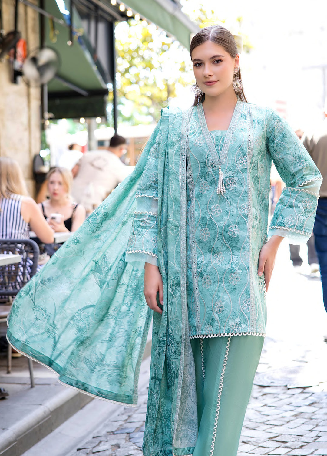 Al Zohaib Dhagakari Unstitched Embroidered Lawn 3 Piece Suit AZ26UD D-06 - Casual Collection
