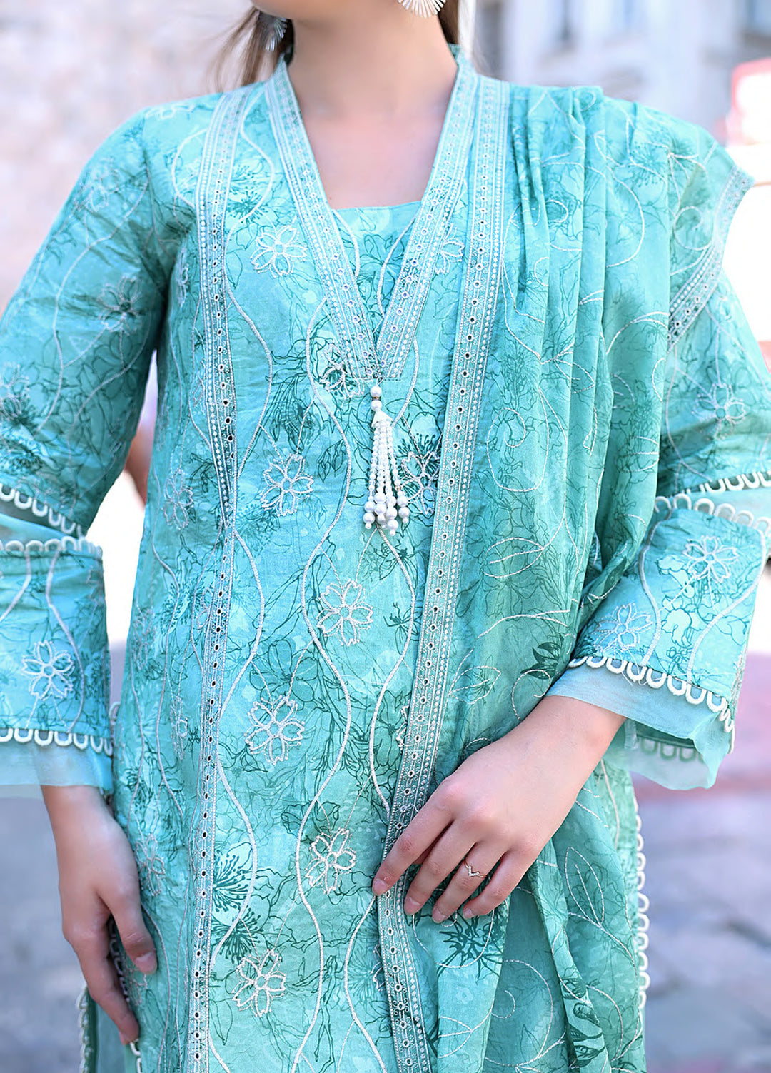 Al Zohaib Dhagakari Unstitched Embroidered Lawn 3 Piece Suit AZ26UD D-06 - Casual Collection