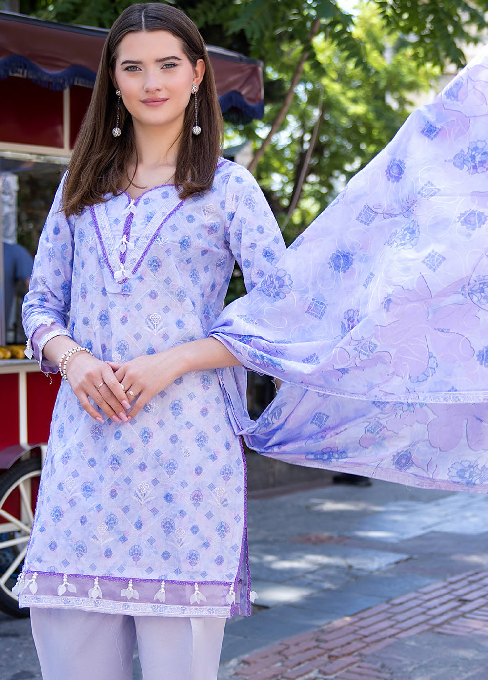 Al Zohaib Dhagakari Unstitched Embroidered Lawn 3 Piece Suit AZ26UD D-07 - Casual Collection