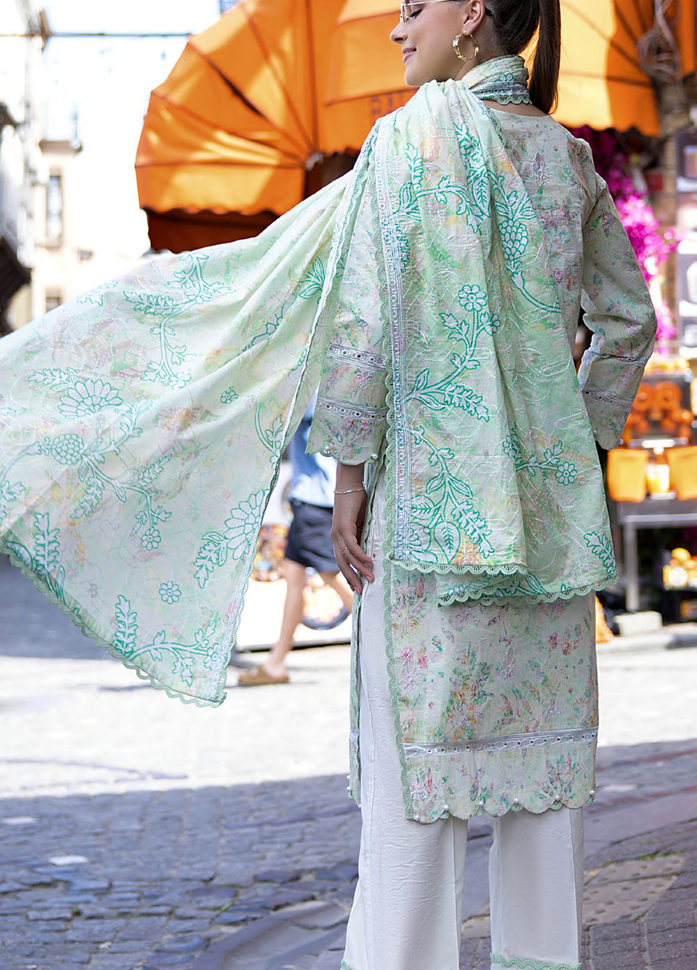 Al Zohaib Dhagakari Unstitched Embroidered Lawn 3 Piece Suit AZ26UD D-10 - Casual Collection