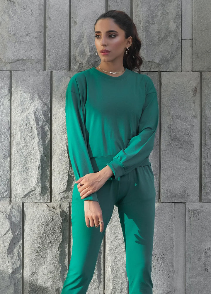 Dhaga Women Western Solids 2 Piece jersy Lush Meadow Co Ords Crop DHSSSCO3 - Summer Collection