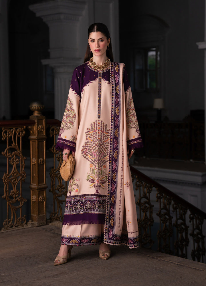Dulzura by Bin Ilyas Unstitched Embroidered Leather Peach 3 Piece Suit BI26UPD 1025A - Leather Collection