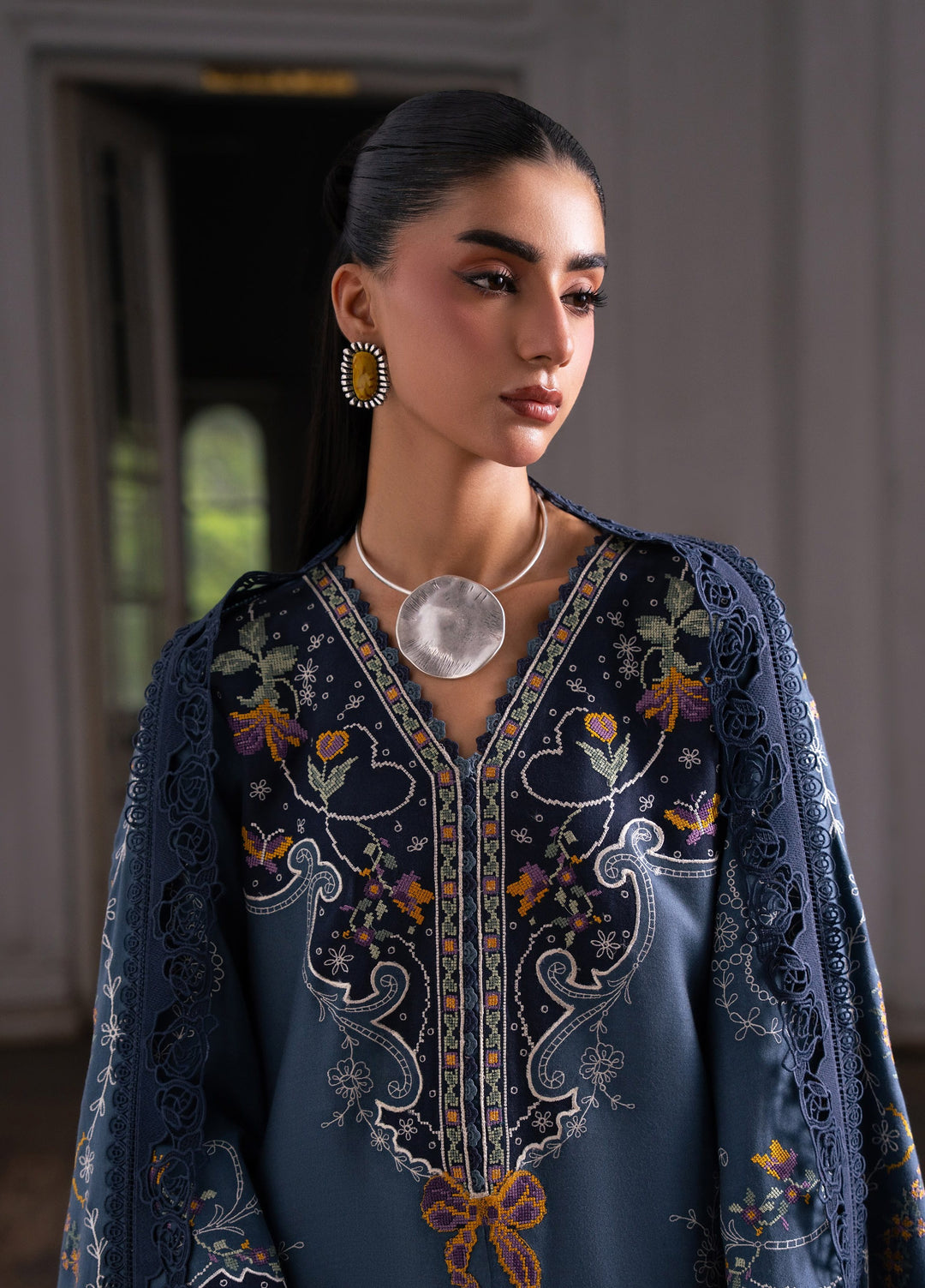 Dulzura by Bin Ilyas Unstitched Embroidered Leather Peach 3 Piece Suit BI26UPD 1023A - Leather Collection