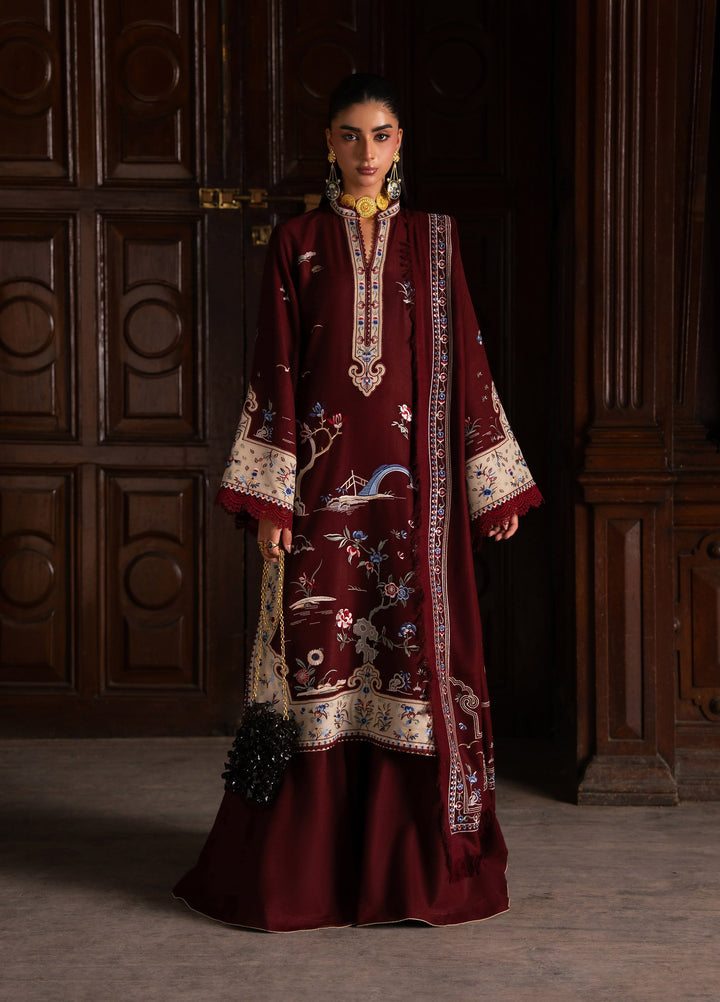 Dulzura by Bin Ilyas Unstitched Embroidered Leather Peach 3 Piece Suit BI26UPD 1024B - Leather Collection