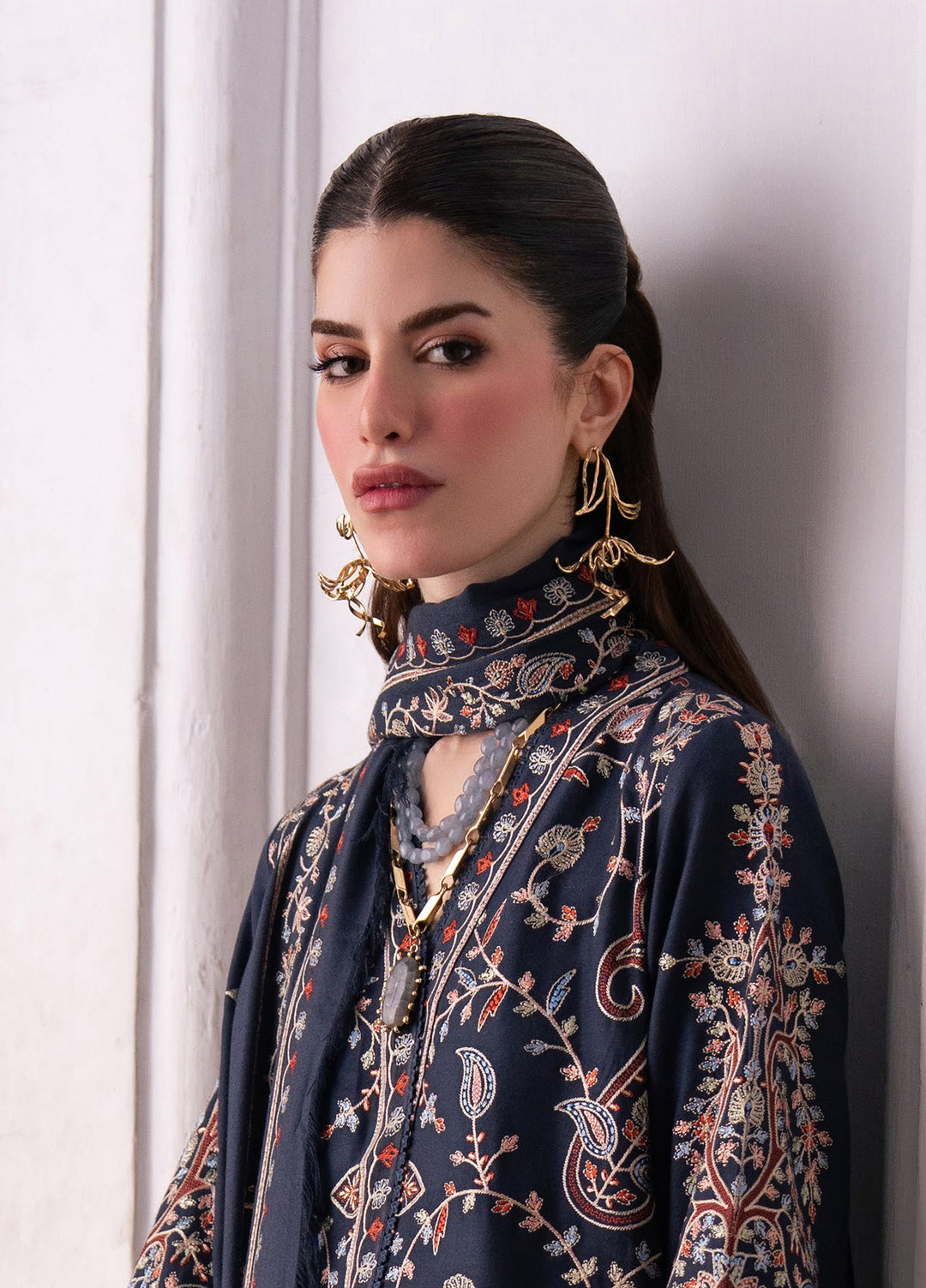 Dulzura by Bin Ilyas Unstitched Embroidered Leather Peach 3 Piece Suit BI26UPD 1022B - Leather Collection