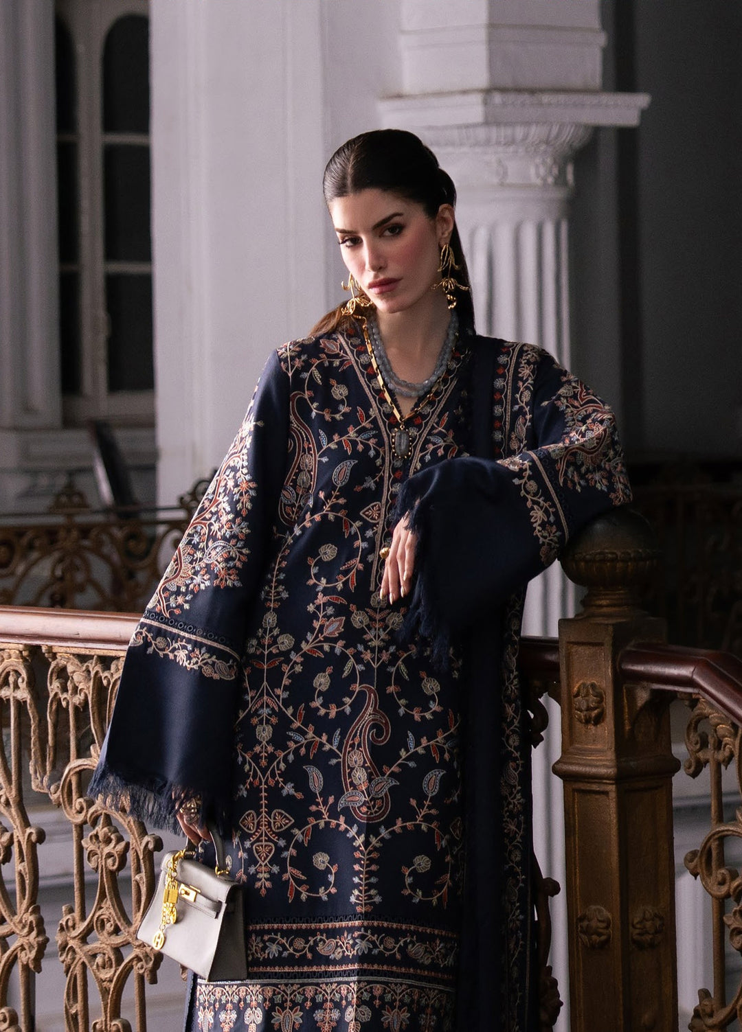 Dulzura by Bin Ilyas Unstitched Embroidered Leather Peach 3 Piece Suit BI26UPD 1022B - Leather Collection