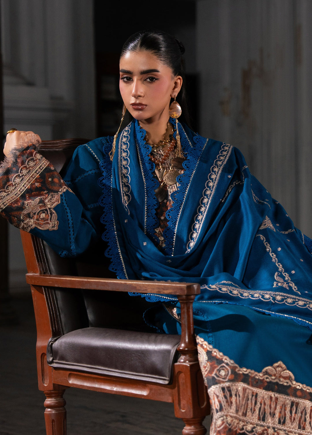 Dulzura by Bin Ilyas Unstitched Embroidered Leather Peach 3 Piece Suit BI26UPD 1027A - Leather Collection