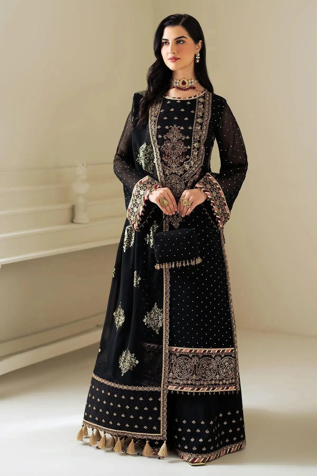 Alizeh Fashion Unstitched Embroidered Chiffon 3 Piece Suit AF26UCF AF-PS-8005-Alba - Festive Collection
