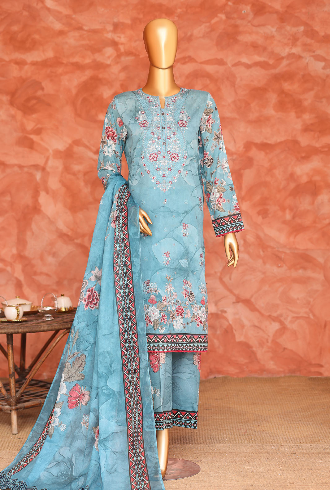 Elegant by HZ Textiles Unstitched Embroidered Lawn 3 Piece Suit EC-1048 Festive Collection