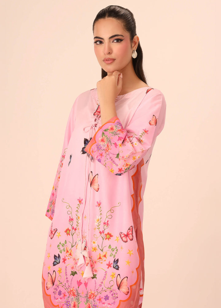 Essential Edit by Raum by Sarb RTW Printed Grip Silk 2 Piece Suit RS26REE ED-04 Coral Pink - Casual Collection