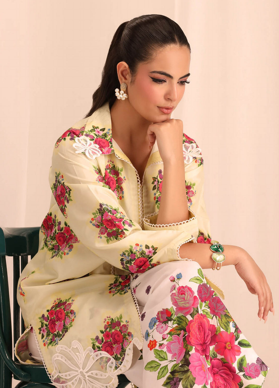 Essential Edit by Raum by Sarb RTW Printed Grip Silk 2 Piece Suit RS26REE ED-05 Butter Yellow - Casual Collection