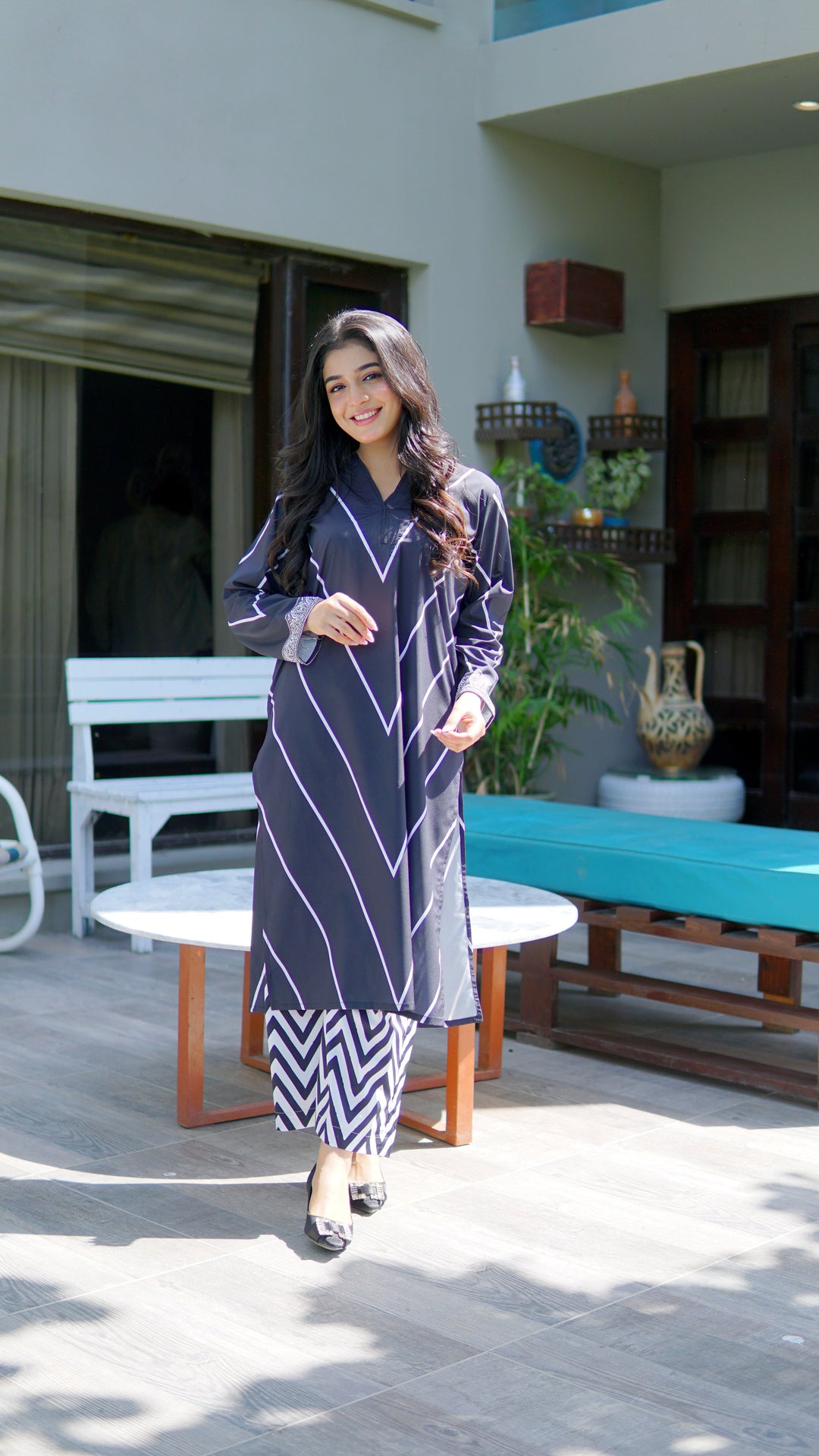 Dhaga Women Pret Printed 2 Piece Soft Crepe Charcoal DHLU07 - Summer Collection