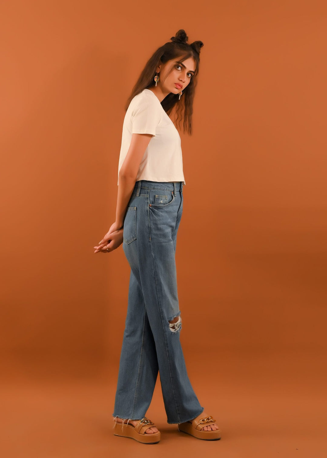 Dhaga Women Western Solids T- Shirt jersy White Crop DT10002 - Summer Collection