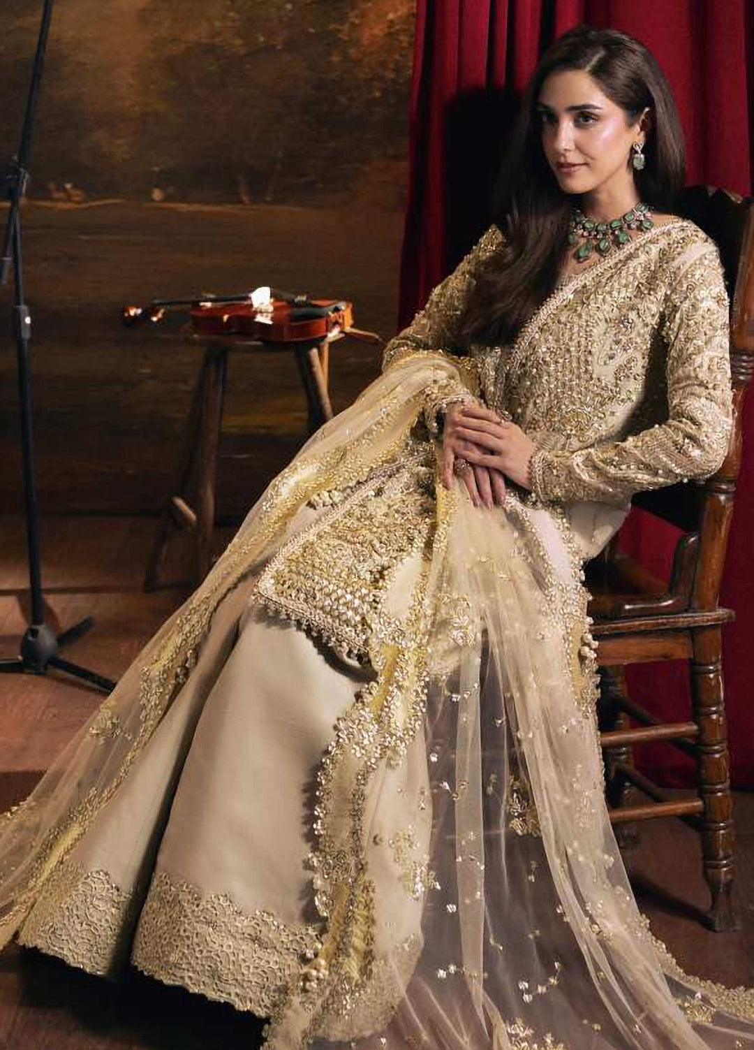 Seranade by Elaf Unstitched Embroidered Organza 3 Piece Suit EL26USW Opera FHM 01 - Wedding Collection