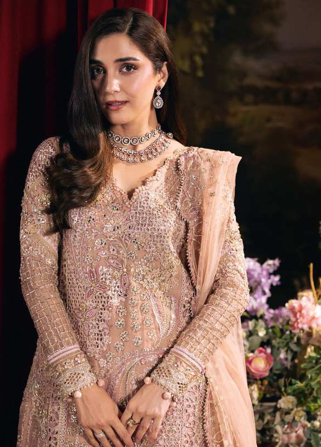 Seranade by Elaf Unstitched Embroidered Poly Net 3 Piece Suit EL26USW Valentina FHM-03 - Wedding Collection