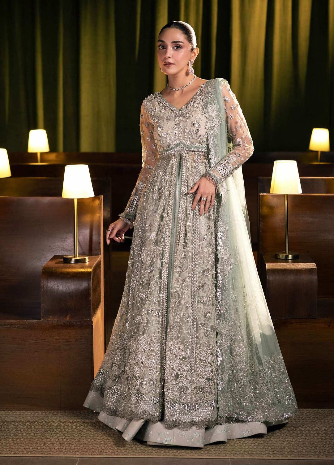 Seranade by Elaf Unstitched Embroidered Organza 3 Piece Suit EL26USW Moonveil EHM-06 - Wedding Collection