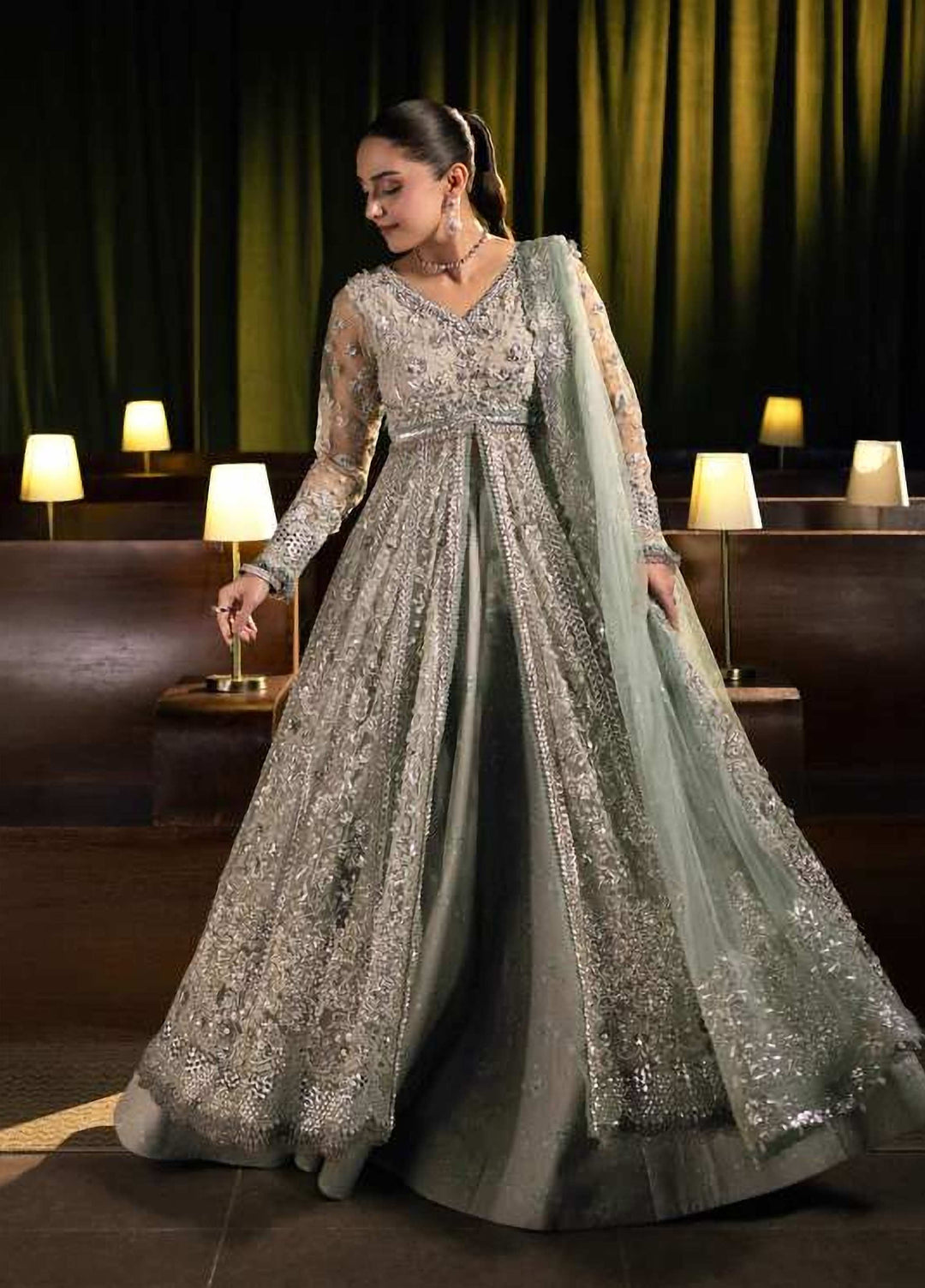 Seranade by Elaf Unstitched Embroidered Organza 3 Piece Suit EL26USW Moonveil EHM-06 - Wedding Collection
