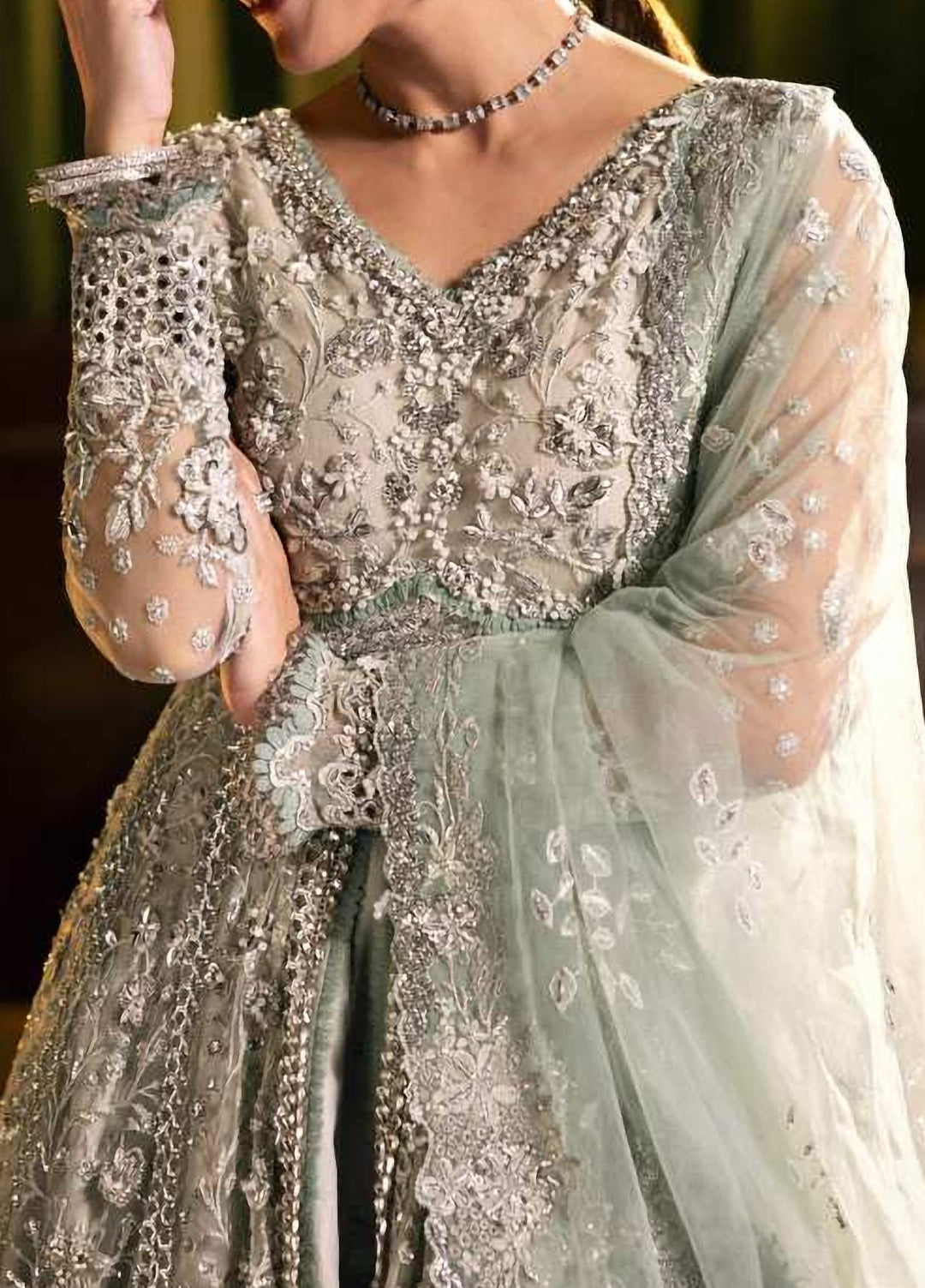 Seranade by Elaf Unstitched Embroidered Organza 3 Piece Suit EL26USW Moonveil EHM-06 - Wedding Collection