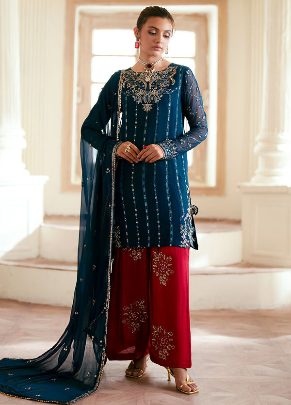 Elinor by Sahane Pret Embroidered Chiffon 3 Piece Suit EL-1807 Megeve - Festive Collection