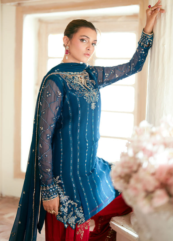 Elinor by Sahane Pret Embroidered Chiffon 3 Piece Suit EL-1807 Megeve - Festive Collection