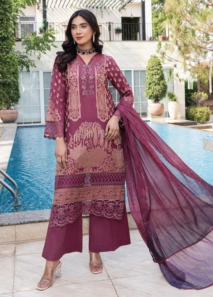 Zuri Pret Embroidered Lawn 3 Piece Suit Emaan JK-21 Mauve