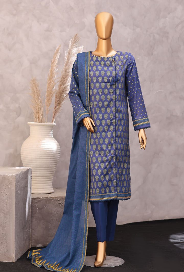 Exclusive by HZ Textiles Unstitched Printed Lawn 3 Piece Suit EPC-7059 - Casual Collection