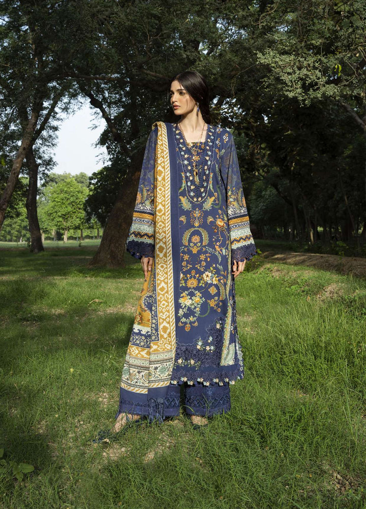 Wilderness by Elaf Unstitched Printed Marina 3 Piece Suit EL26UW Wilderness EWR-3A Blues - Winter Collection