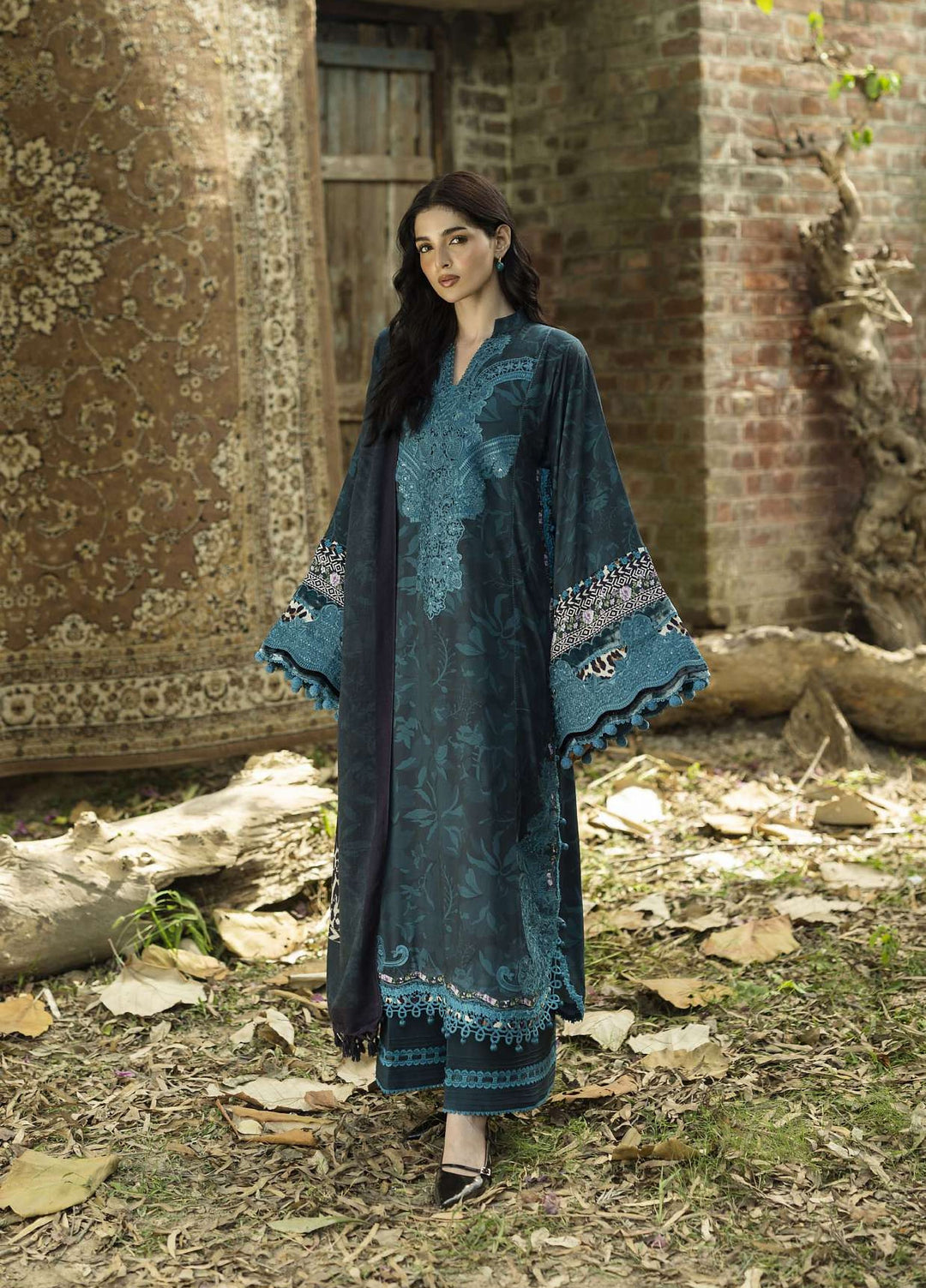 Wilderness by Elaf Unstitched Printed Marina Twill 3 Piece Suit EL26UW Dusk EWR-5B - Winter Collection