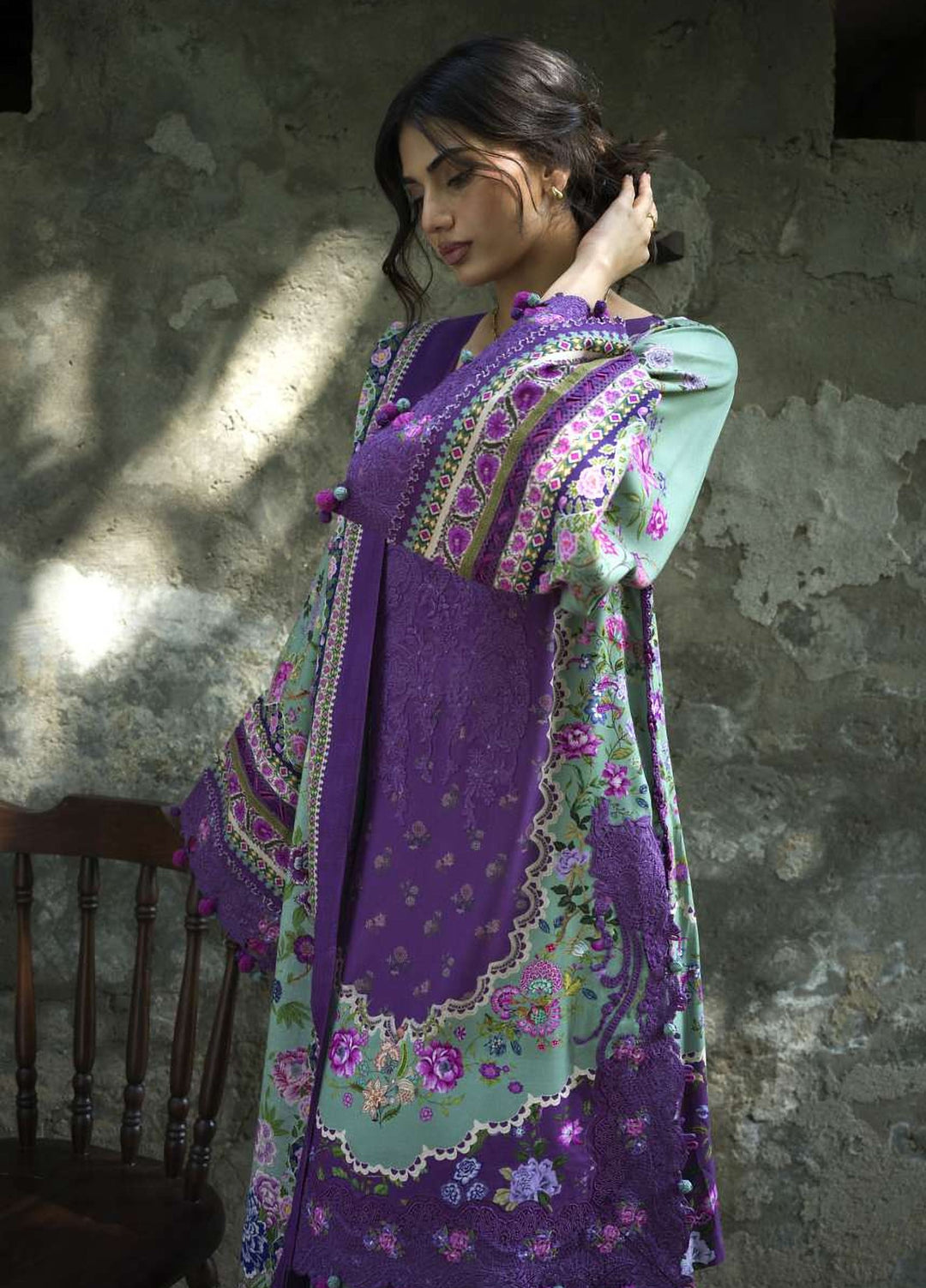 Wilderness by Elaf Unstitched Printed Marina Twill 3 Piece Suit EL26UW Heather EWR-6A - Winter Collection