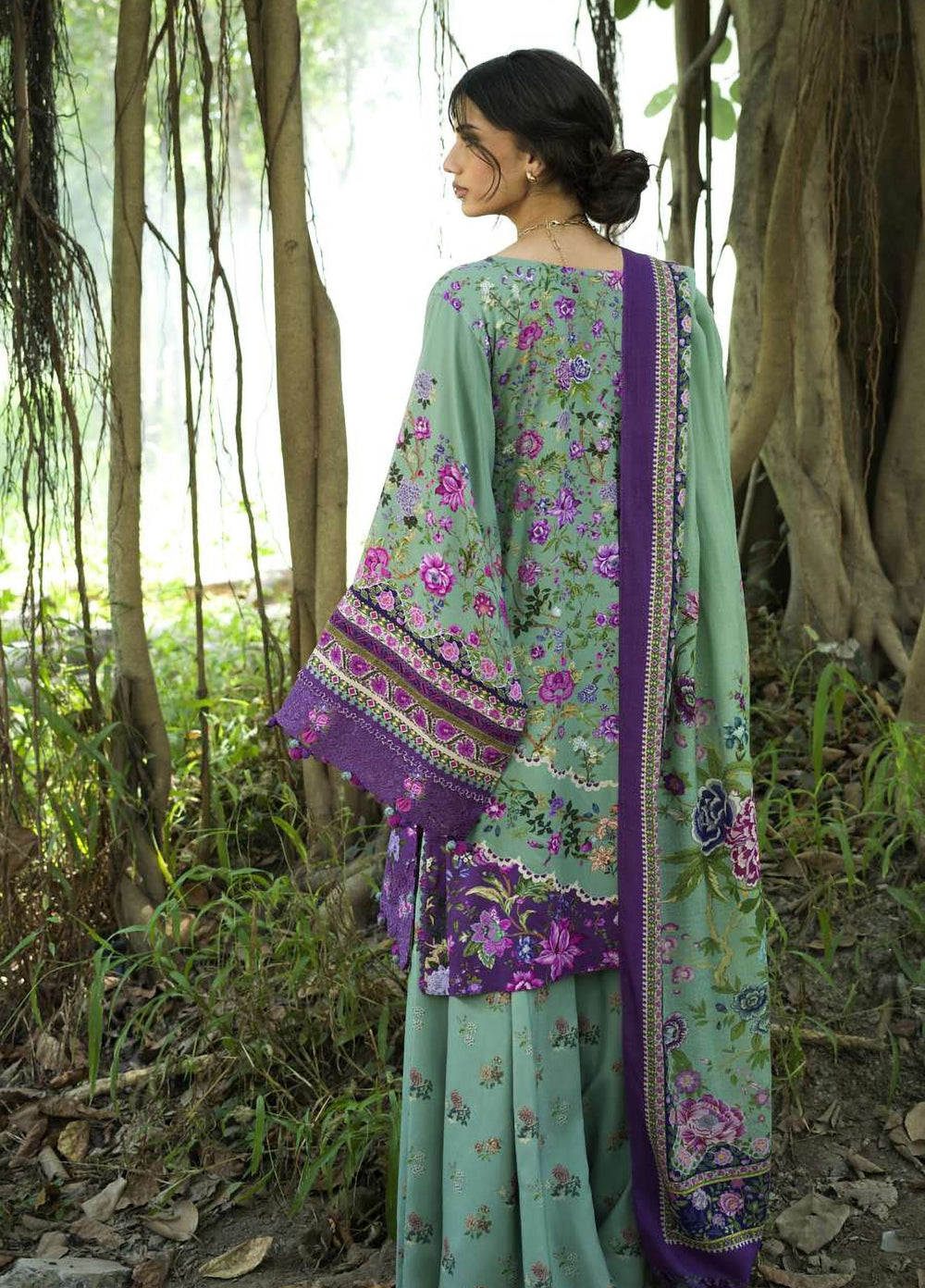 Wilderness by Elaf Unstitched Printed Marina Twill 3 Piece Suit EL26UW Heather EWR-6A - Winter Collection