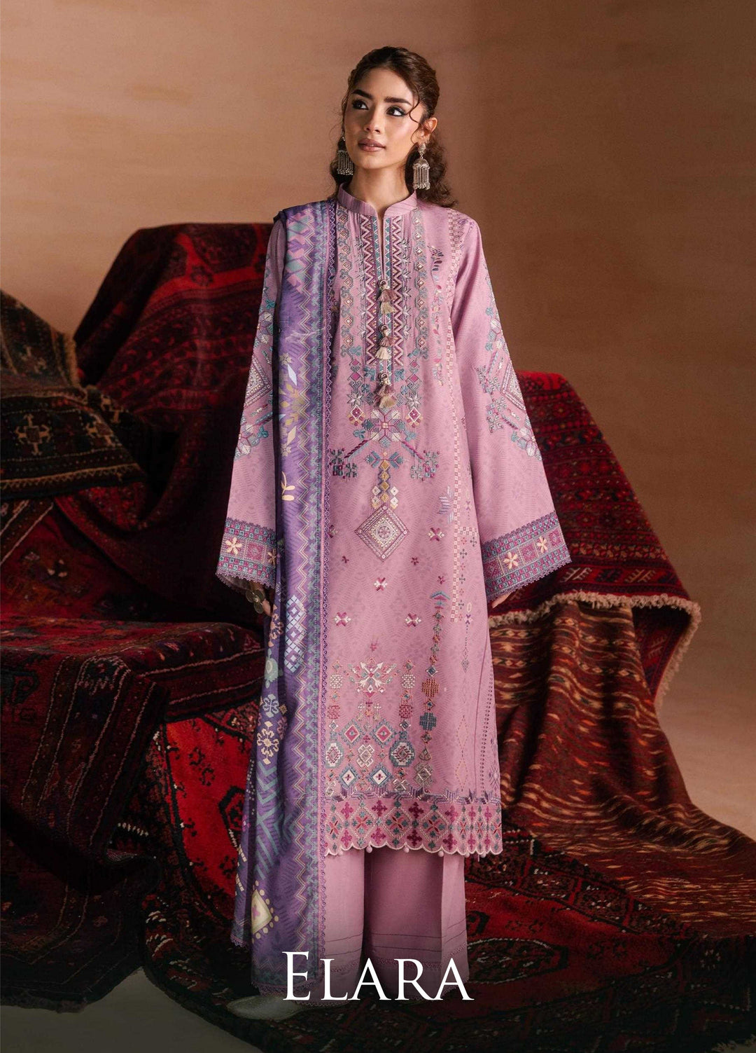 One Nation by Florent Unstitched Embroidered Viscose 3 Piece Suit FL26UON Elara - Casual Collection
