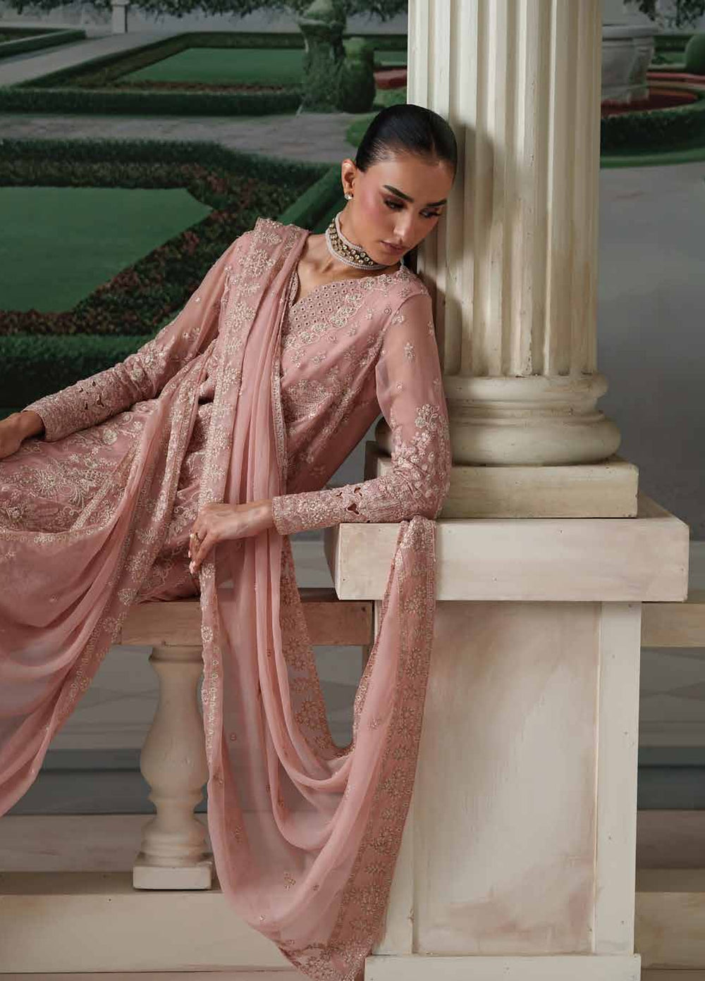 Modern Heirloom by Emaan Adeel Unstitched Embroidered Chiffon 3 Piece Suit EA26UMH Antique Blush - Festive Collection