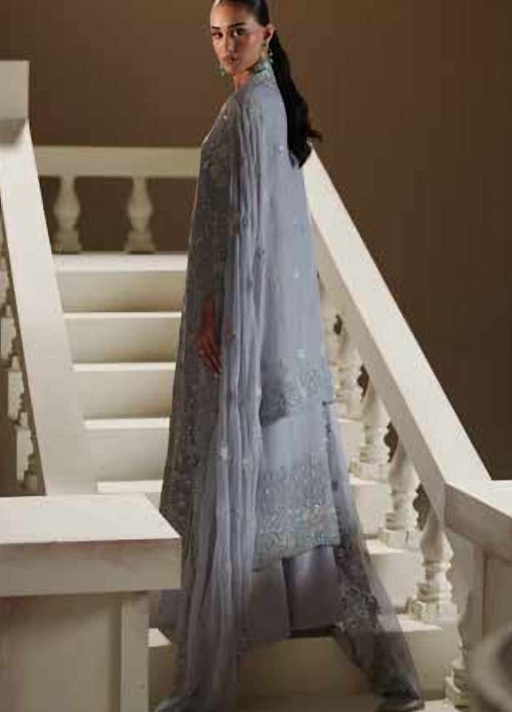 Modern Heirloom by Emaan Adeel Unstitched Embroidered Chiffon 3 Piece Suit EA26UMH Blue Verse - Festive Collection