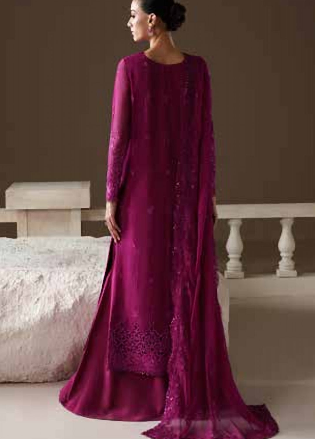 Modern Heirloom by Emaan Adeel Unstitched Embroidered Chiffon 3 Piece Suit EA26UMH Rose Memoir - Festive Collection