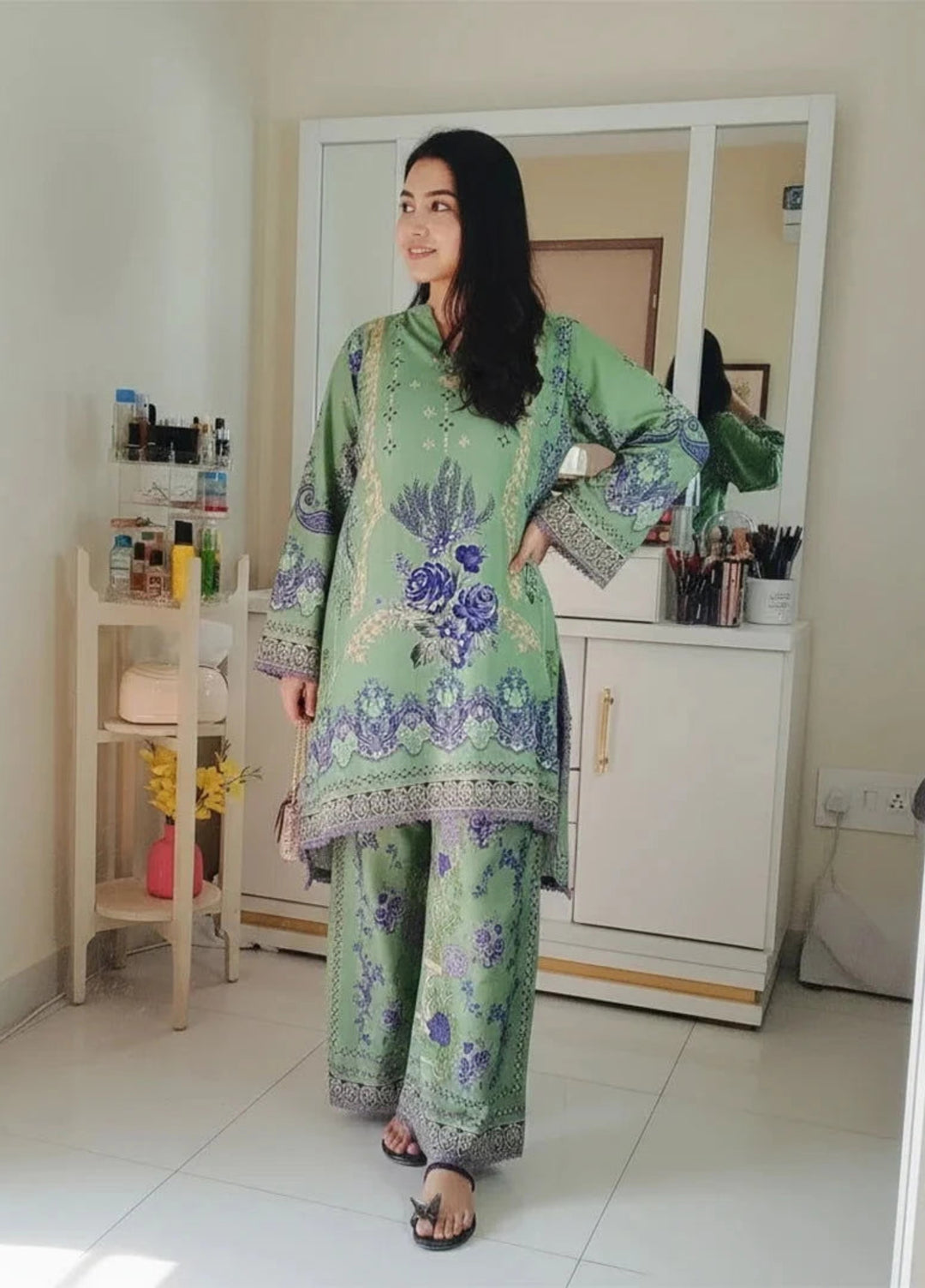 Mataish Women RTW Printed Crepe 2 Piece Suit Emerald Grace Cordset - Festive Collection
