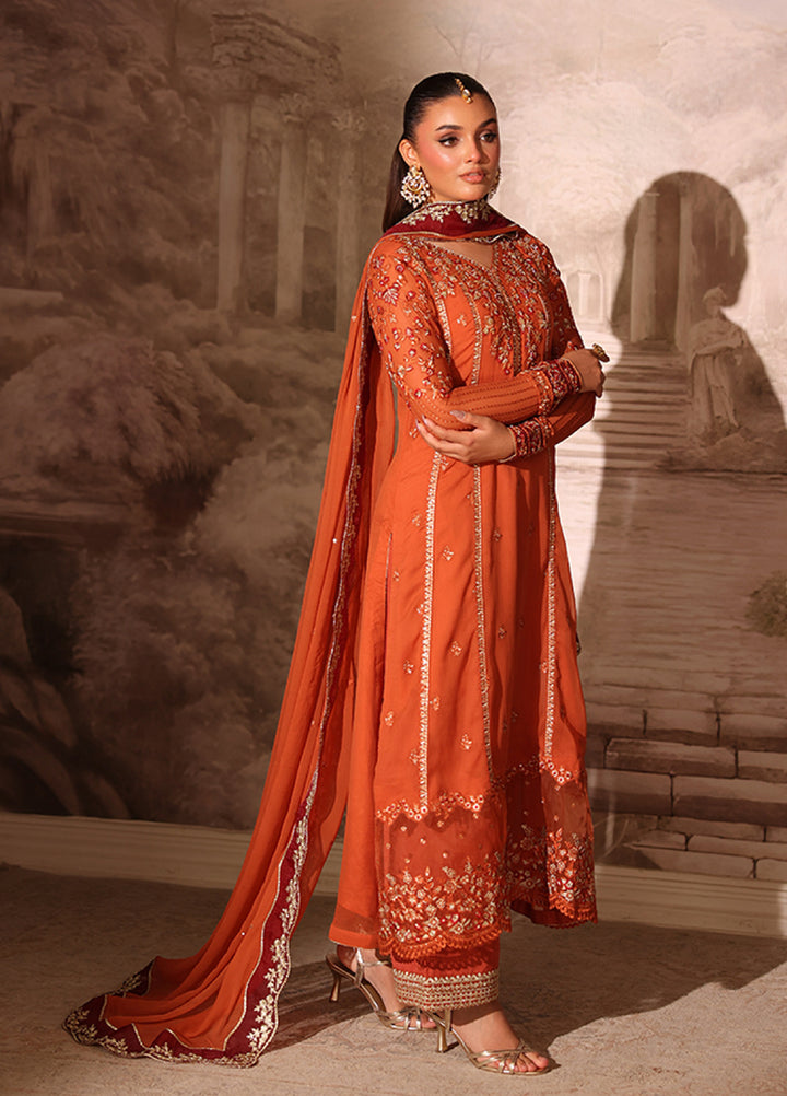 Ensembles by Azure Embroidered Unstitched Chiffon Suits 3 Piece AZU25EU ES-117 Amber Rust - Festive Collection