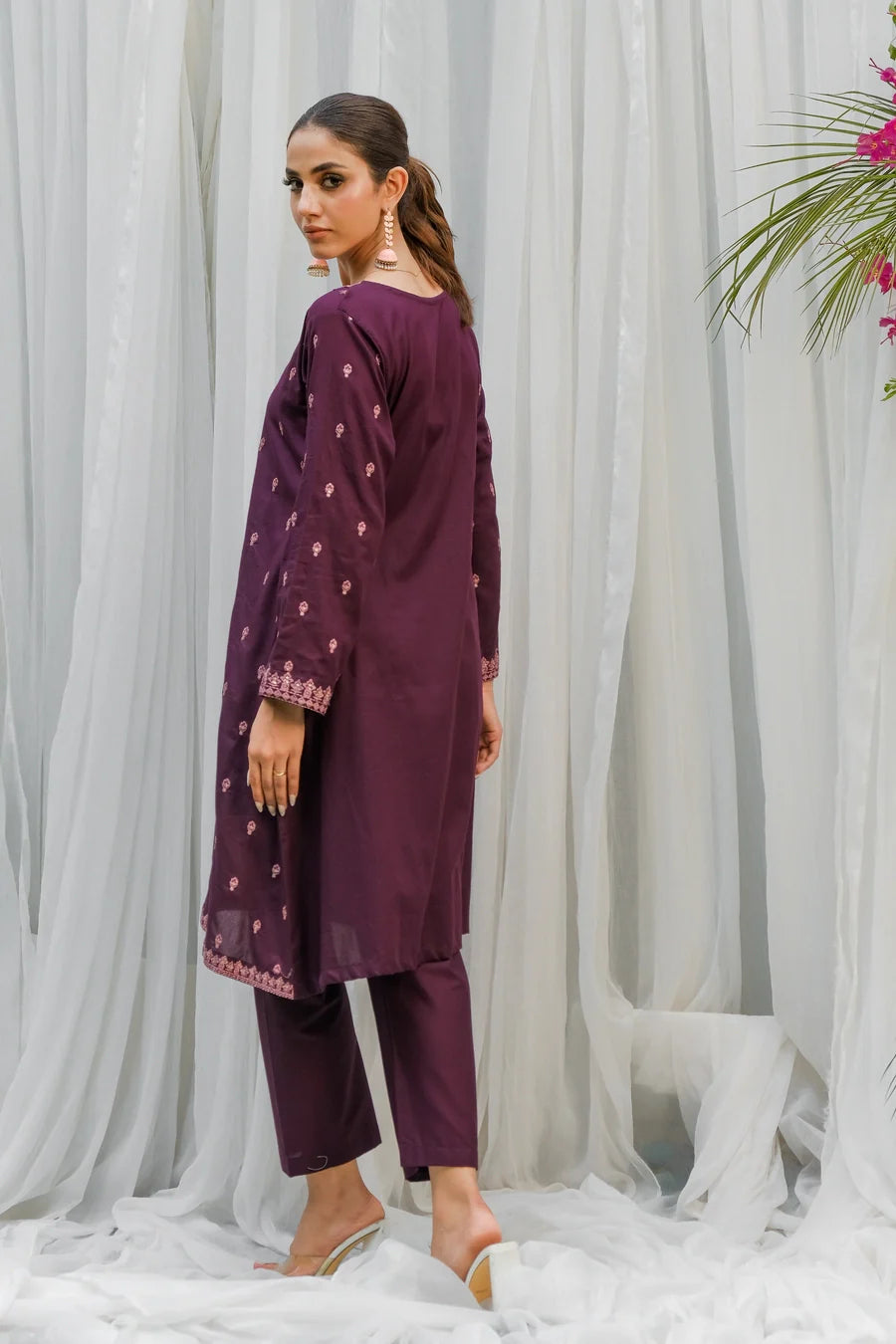 Dhaga Women Pret Embroidered 2 Piece cotton Purple SS24DSE135 - Summer Collection