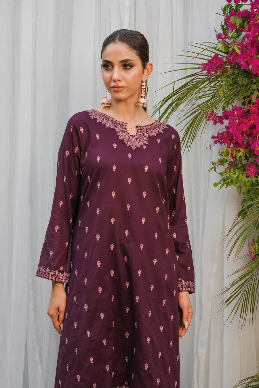 Dhaga Women Pret Embroidered 2 Piece cotton Purple SS24DSE135 - Summer Collection