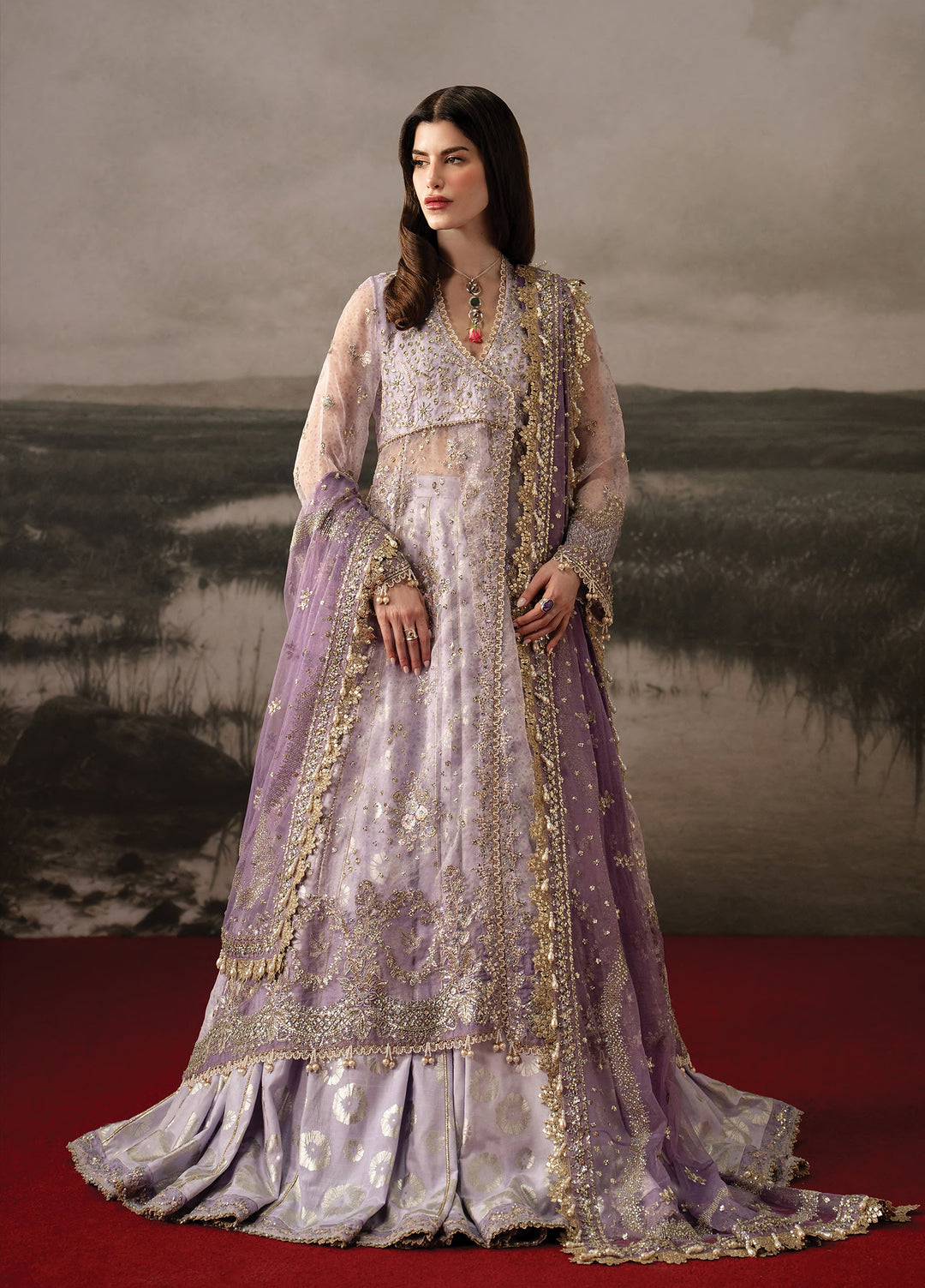 Aure by Afrozeh Unstitched Embroidered Organza 3 Piece Suit AF26UAW Monet FW01232 - Wedding Collection