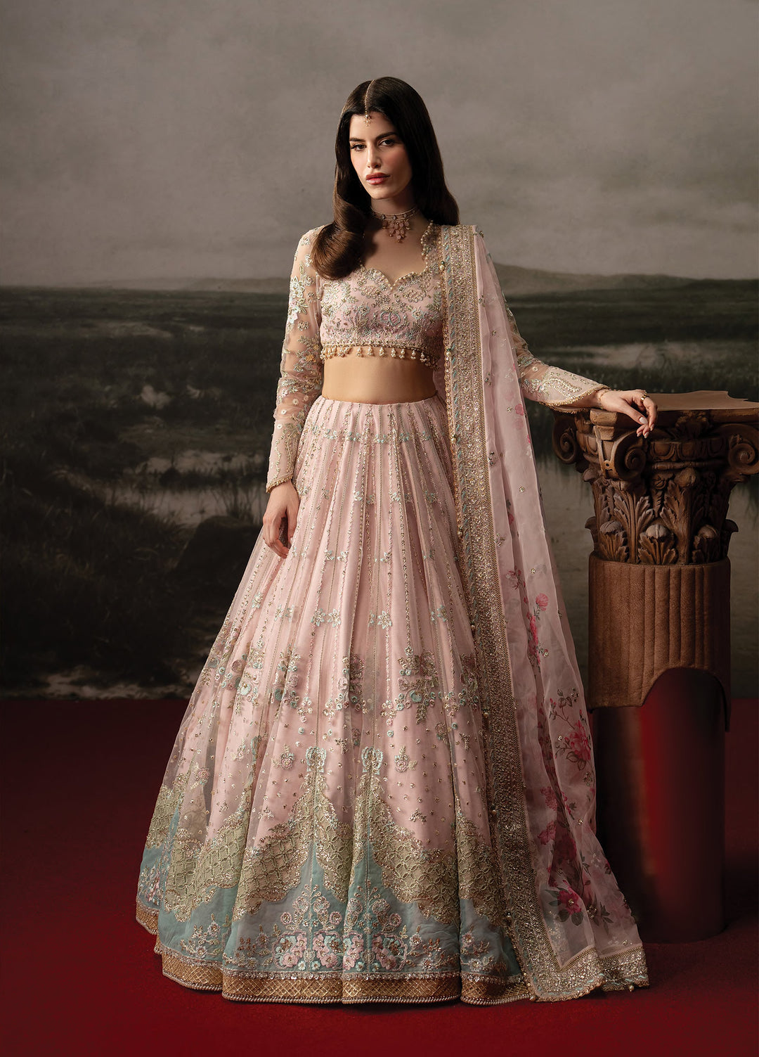 Aure by Afrozeh Unstitched Embroidered Net 3 Piece Suit AF26UAW Noblesse FW01235 - Wedding Collection
