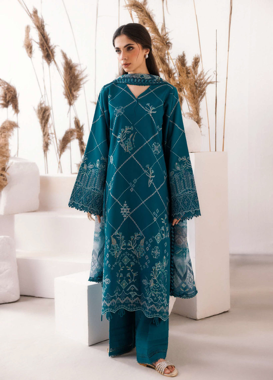 Intermix Zync by Florent Unstitched Embroidered Viscose 3 Piece Suit FL26UIZ FZ-2A - Casual Collection