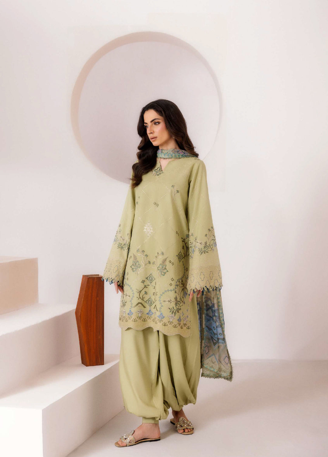 Intermix Zync by Florent Unstitched Embroidered Viscose 3 Piece Suit FL26UIZ FZ-2B - Casual Collection