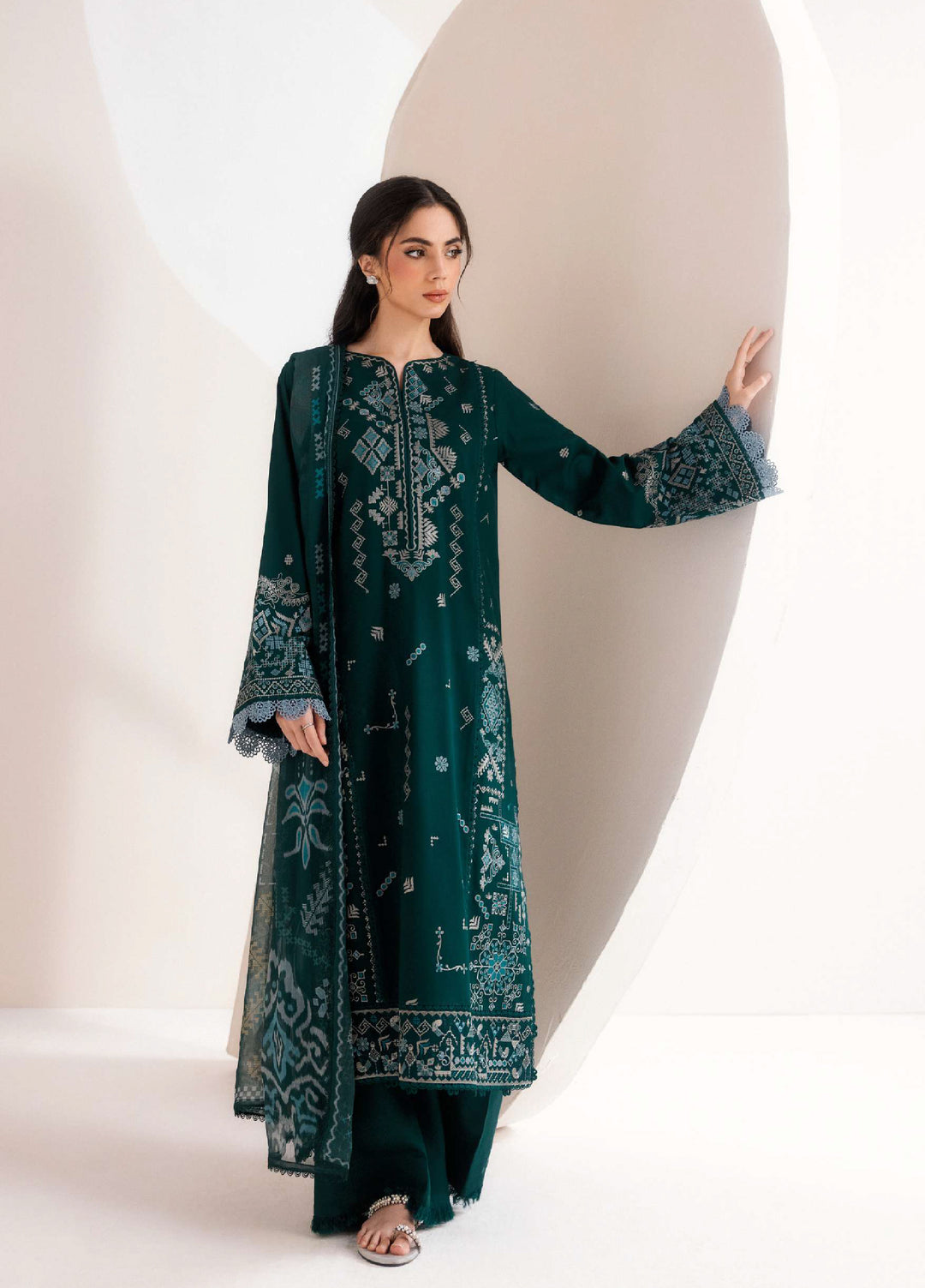 Intermix Zync by Florent Unstitched Embroidered Viscose 3 Piece Suit FL26UIZ FZ-5B - Casual Collection