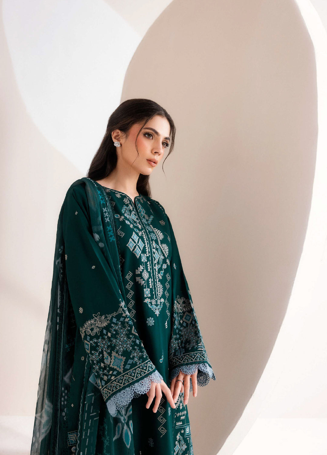 Intermix Zync by Florent Unstitched Embroidered Viscose 3 Piece Suit FL26UIZ FZ-5B - Casual Collection