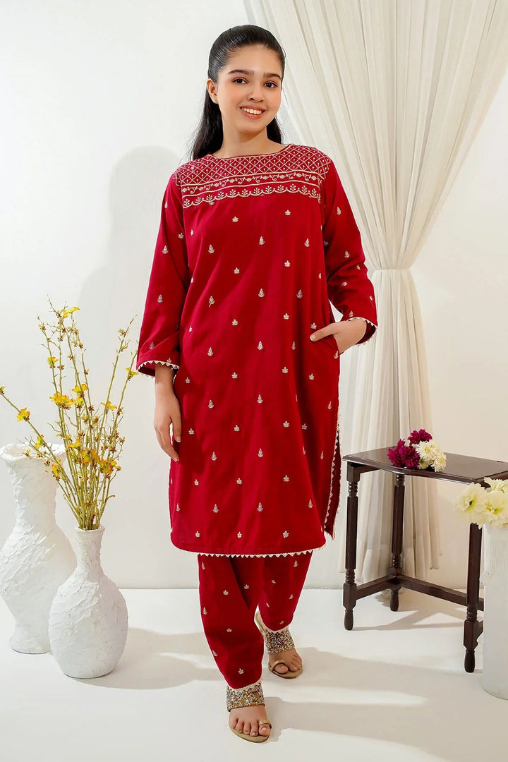 Ochre Girls Pret Embroidered Cotton 2 Piece Suit EMC-08 - Summer Collection