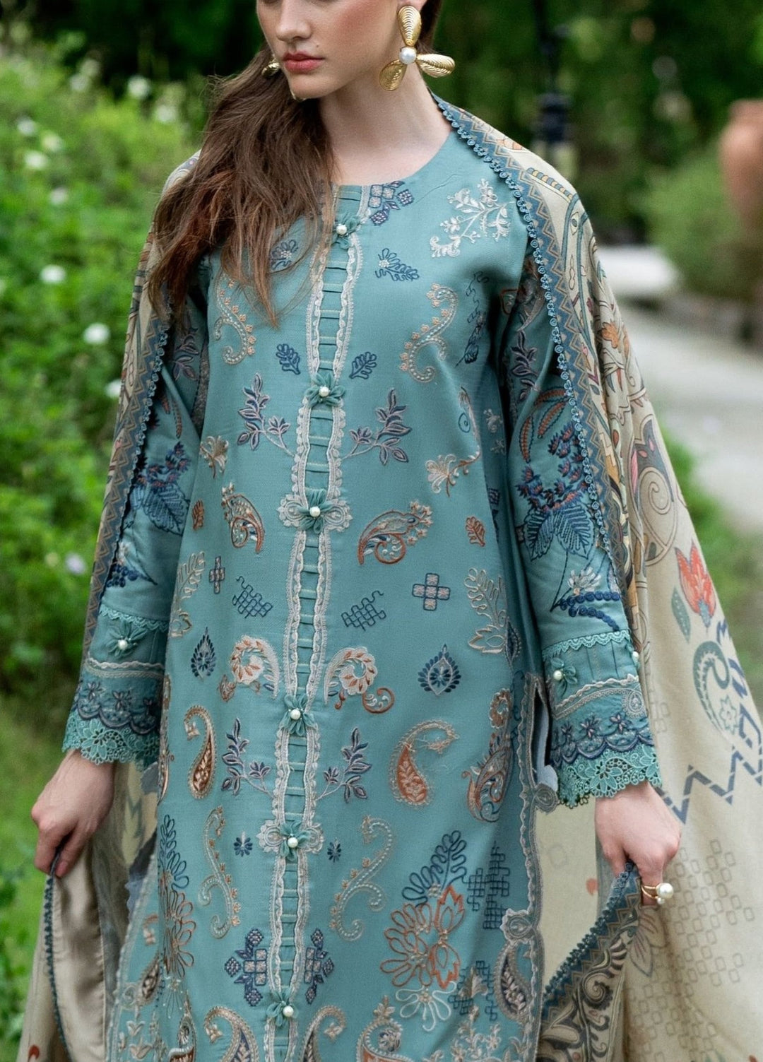 Serenity by Florent Unstitched Embroidered Dobby 3 Piece Suit FL26USF Amethyst - Festive Collection