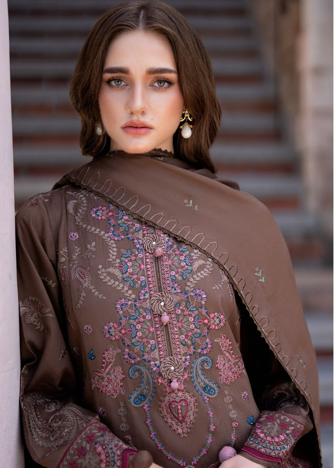 Serenity by Florent Unstitched Embroidered Marina Twill 3 Piece Suit FL26USF Tara - Festive Collection