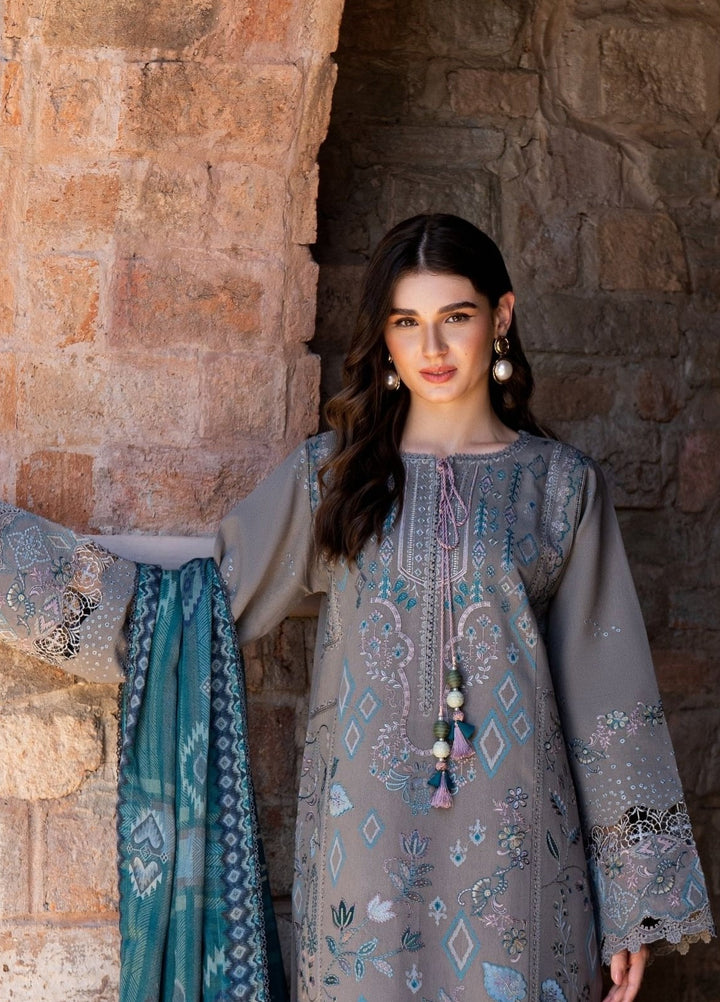 Serenity by Florent Unstitched Embroidered Karandi 3 Piece Suit FL26USF Sia - Festive Collection